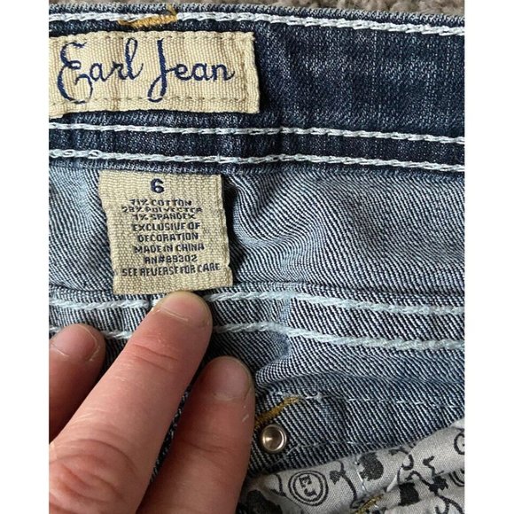 Earl Jeans Womens Size 6 Blue Straight Leg Embellished Medium Wash Denim Classic - Picture 6 of 14